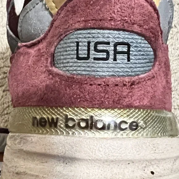 $369 Authentic NEW BALANCE 992 Made in USA Men's Burgundy Suede Trainers Sz.10.5
